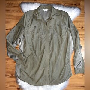 Magellan Sportswear Women’s Mesh Vented Green Shirt Long Sleeve Size XL